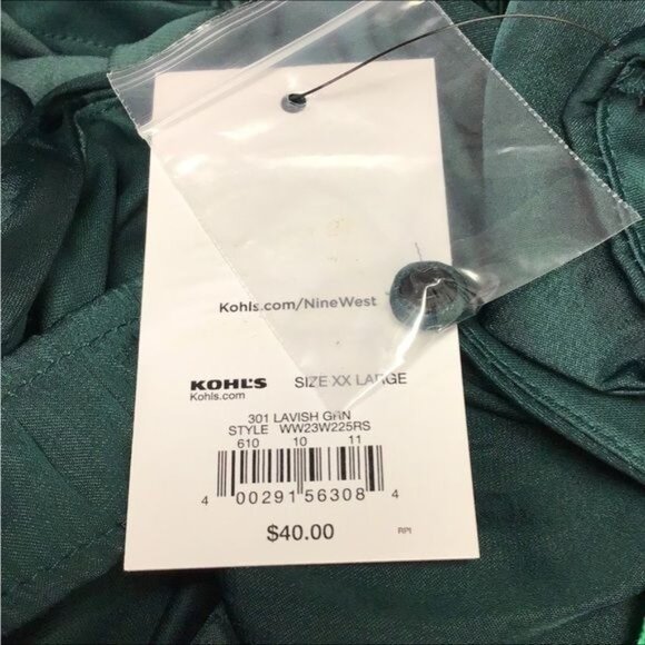 Nine West Women’s Sleeveless Ruffle Halter Peplum Blouse, Green, size XXL - Picture 9 of 9